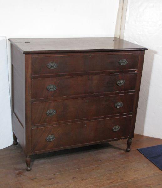 Appraisal: Rare Desk Chest of Drawers Mid-Atlantic ca mahogany veneers poplar