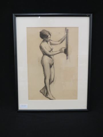 Appraisal: Ben Benn charcoal sketch nude female on cream woven paper