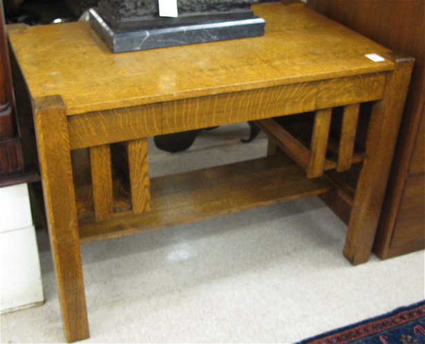 Appraisal: MISSION OAK LIBRARY TABLE American Arts Crafts era c -