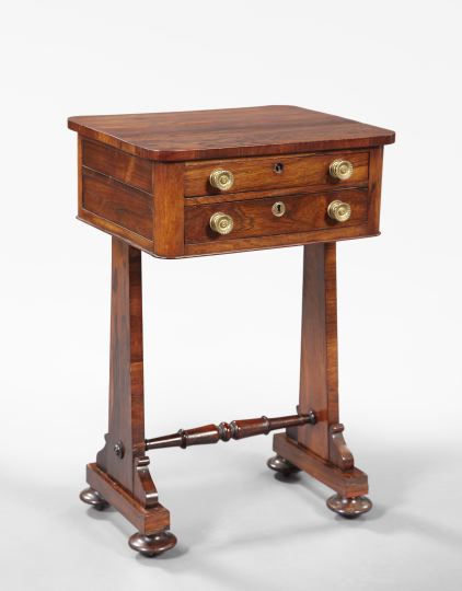 Appraisal: Late Regency Rosewood Work Table second quarter th century the