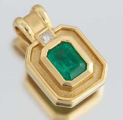 Appraisal: A Ladies' k Gold Emerald and Diamond Pendant k yellow