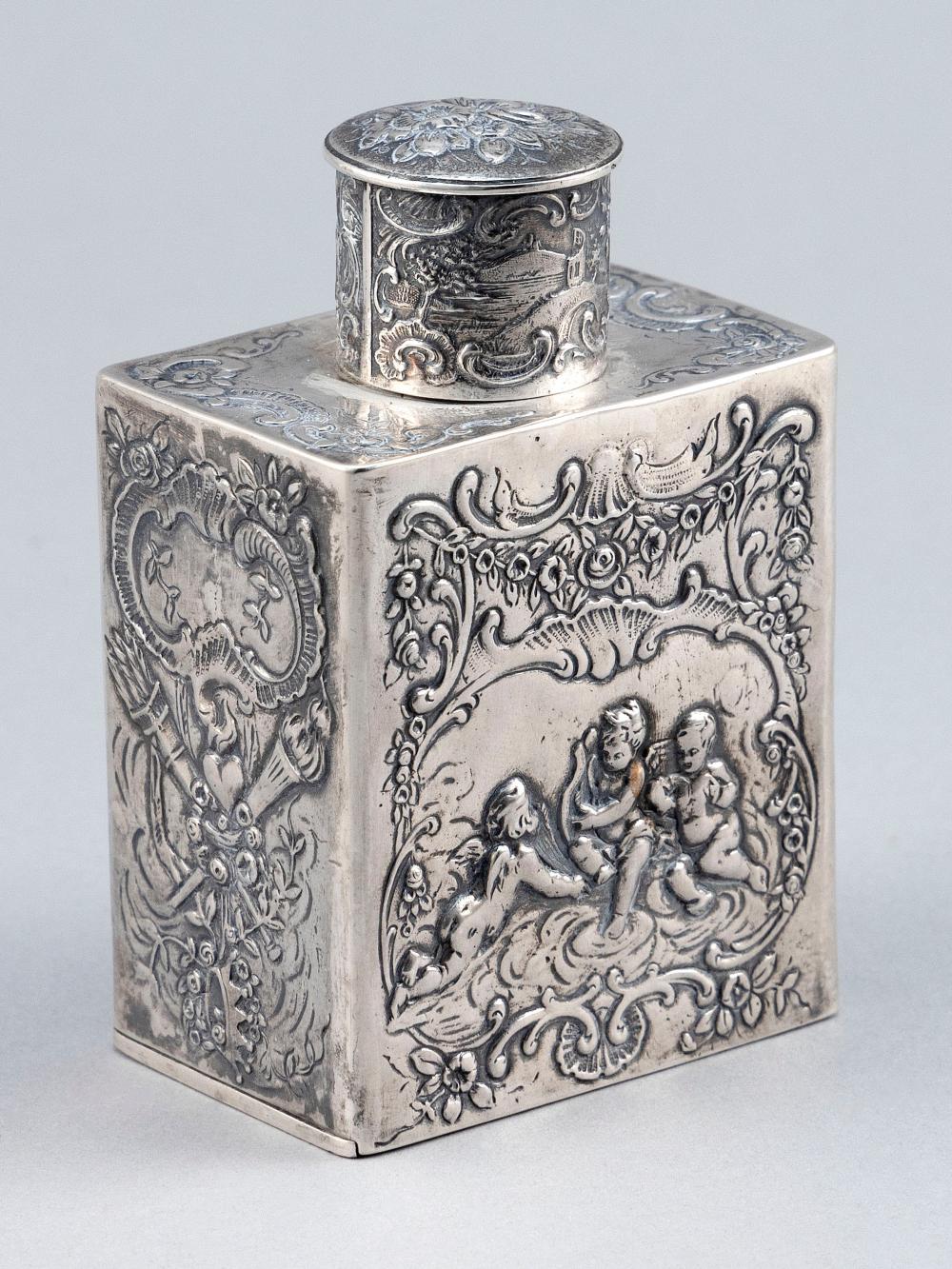 Appraisal: WOLF KNELL SILVER TEA CADDY HANAU GERMANY LATE TH EARLY