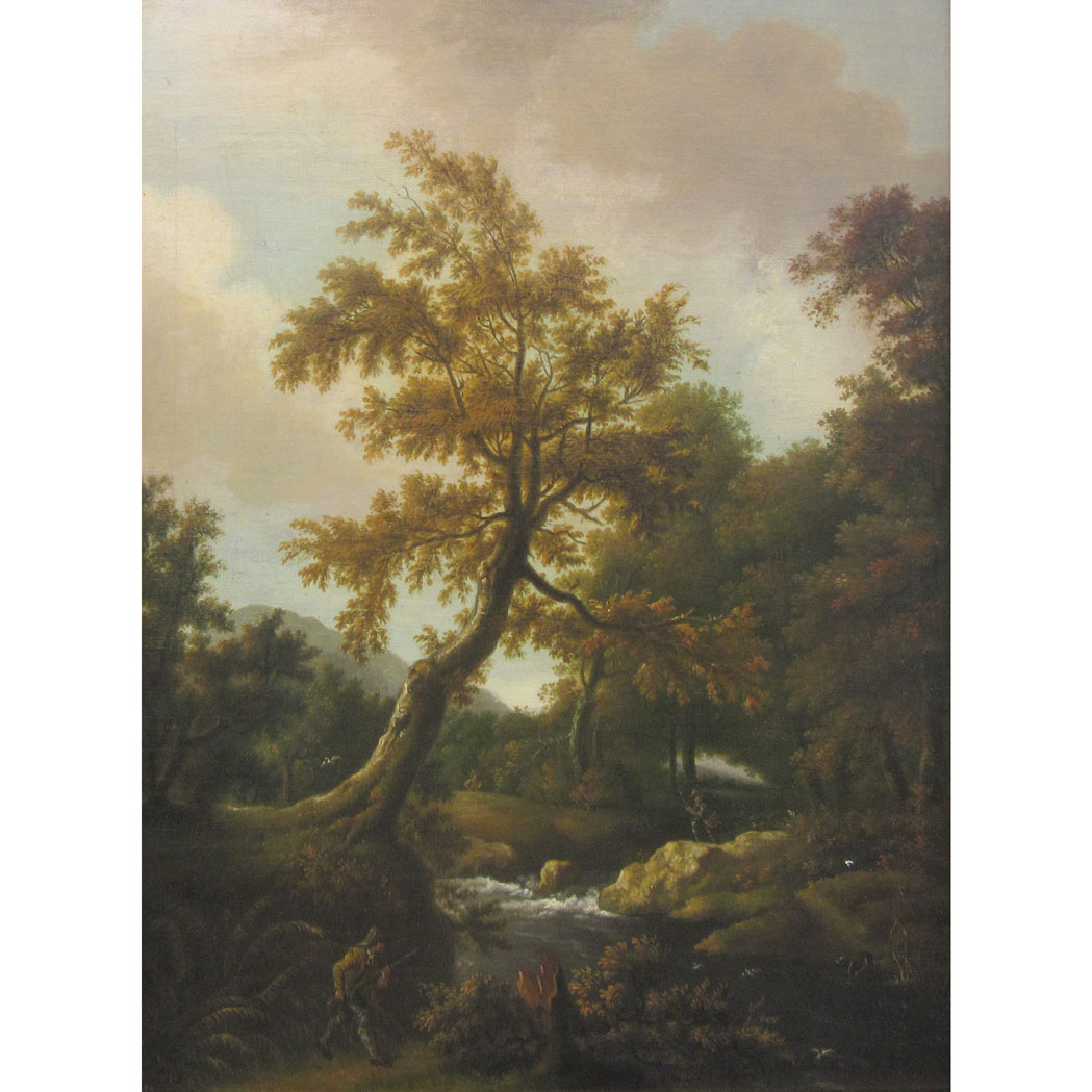 Appraisal: Dutch School th th Century Huntsmen in a Landscape Oil