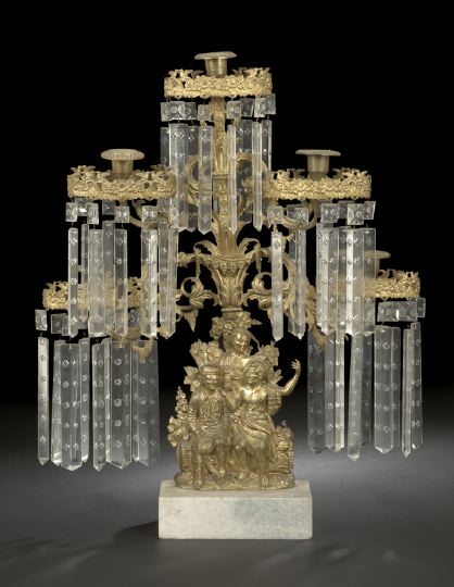 Appraisal: Fine Cornelius and Baker Gilt-Lacquered Brass Floral-Cut Glass and Gray-Figured