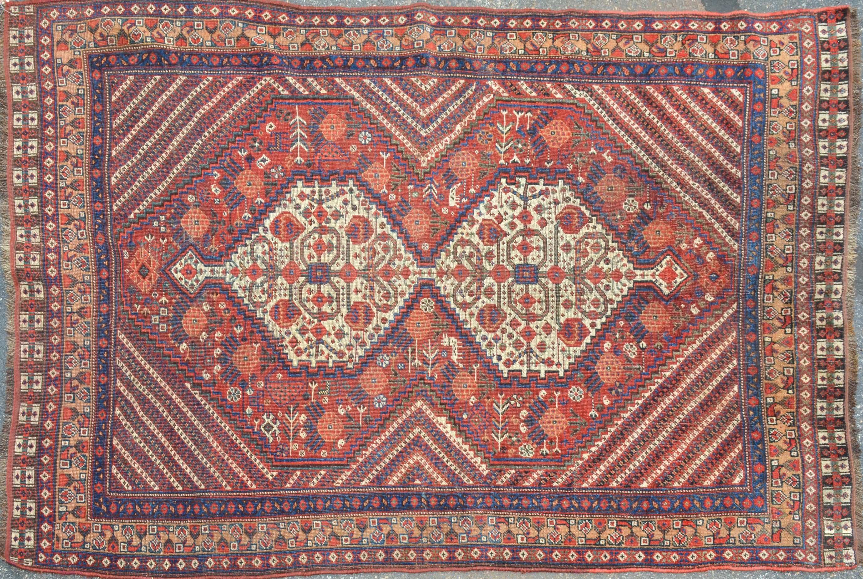 Appraisal: ' X ' Antique Persian Shiraz Rug circa s good