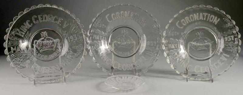 Appraisal: Lot of Clear Glass Coronation Plates Description Includes two dated