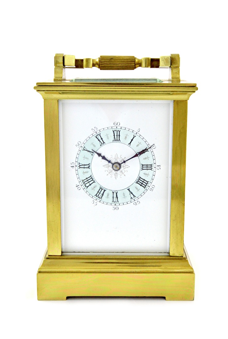 Appraisal: A brass cased carriage clock circa - the white enamel