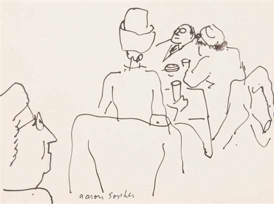 Appraisal: Aaron Sopher American - At the Cafe pen and ink