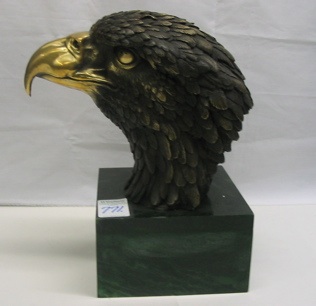 Appraisal: BRONZE SCULPTURE bust of an American Bald-Headed Eagle with gilt