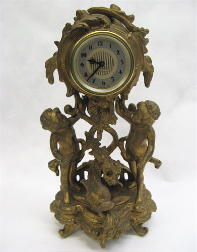 Appraisal: TWO AMERICAN GILT SHELF CLOCKS Seth Thomas -Day clock with