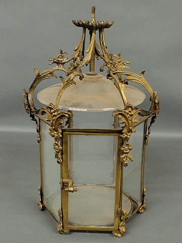 Appraisal: - English fire gilt center hall chandelier c As found