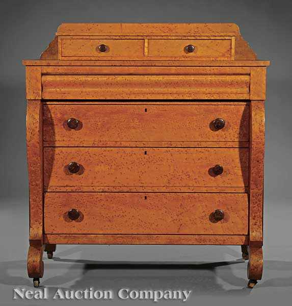 Appraisal: An American Late Classical Birdseye Maple Chest of Drawers c