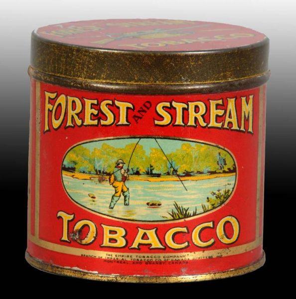 Appraisal: Round Forest Stream Tobacco Tin Description Manufactured by the Empire