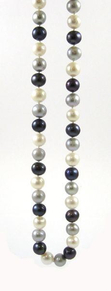 Appraisal: MULTI-COLOR PEARL NECKLACE measuring - inches in length and strung