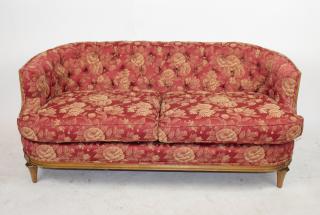 Appraisal: American Victorian tufted upholstered parlor settee American Victorian tufted upholstered