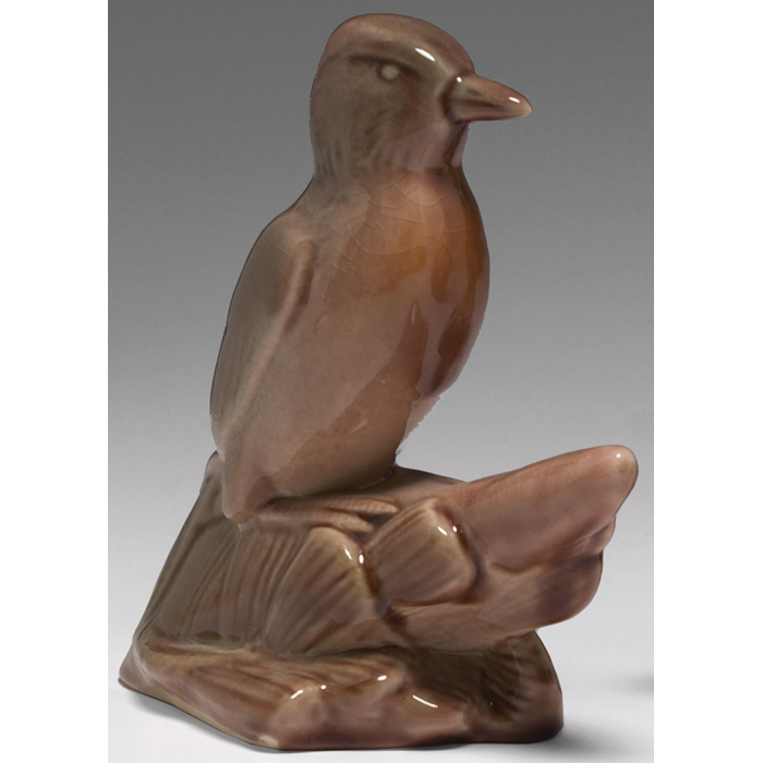 Appraisal: Rookwood figural bird covered in an unusual brown red and