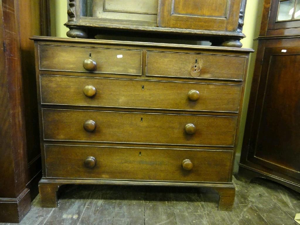 Appraisal: A Georgian mahogany and pine sided chest fitted with three