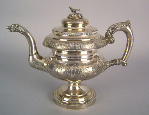 Appraisal: Philadelphia silver teapot ca bearing the touch of Edward Lownes