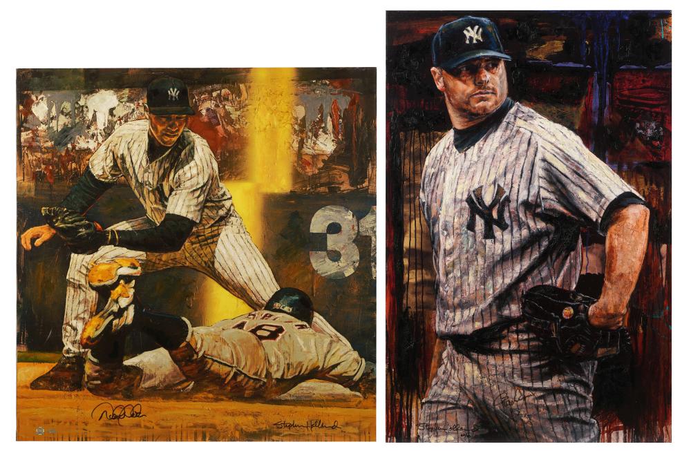 Appraisal: STEPHEN HOLLAND TH CENTURY TWO YANKEES WORKSDerek Jeter and Roger