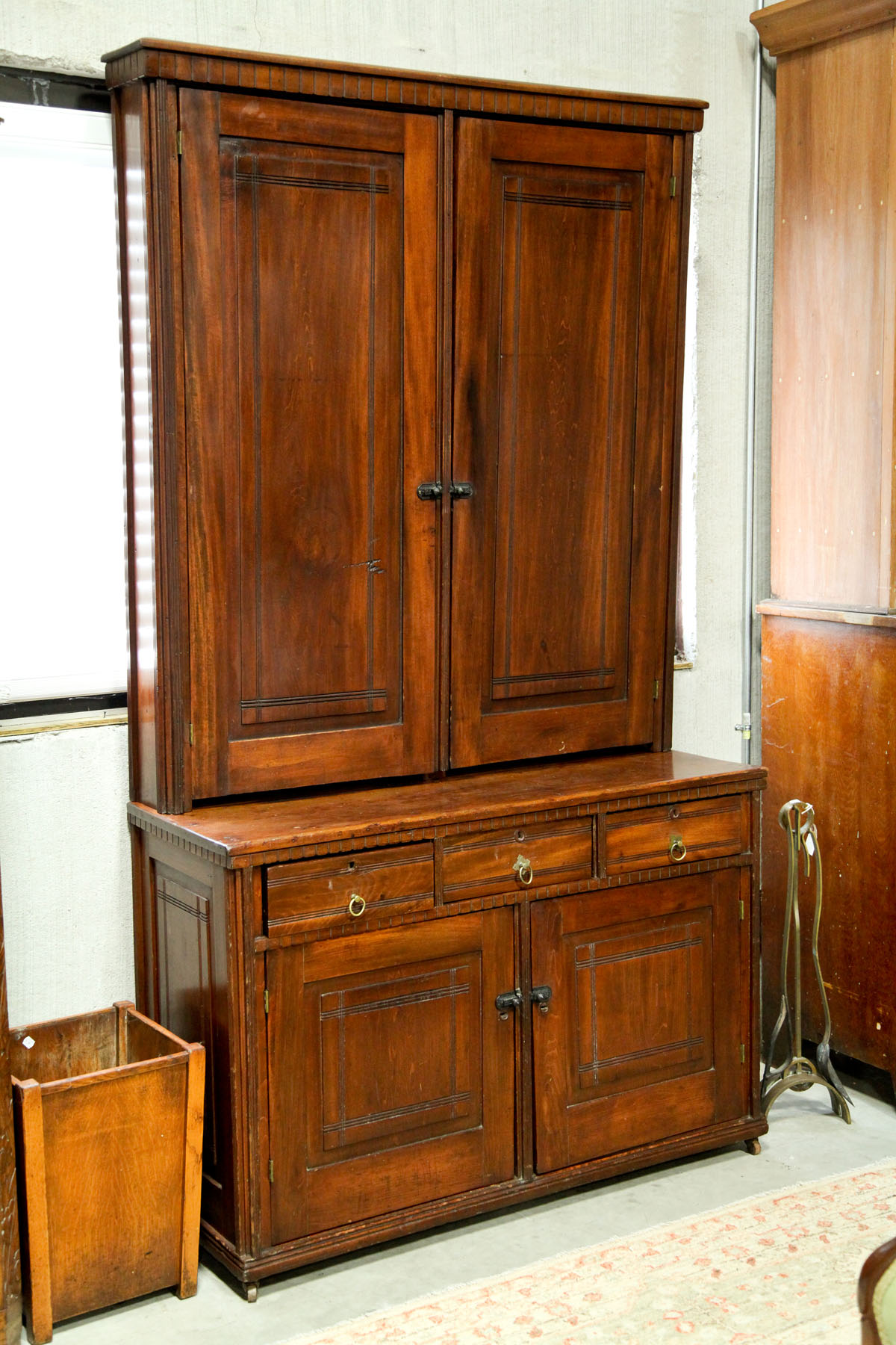 Appraisal: TWO PIECE CUPBOARD American late th early th century mixed