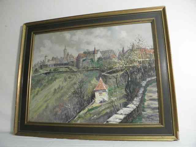 Appraisal: German watercolor painting of a rural landscape scene with buildings