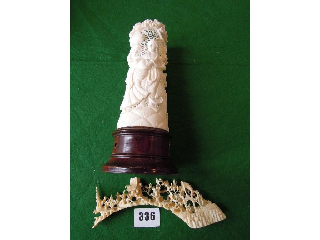 Appraisal: An ivory carved table lamp base of Indian dancing figures