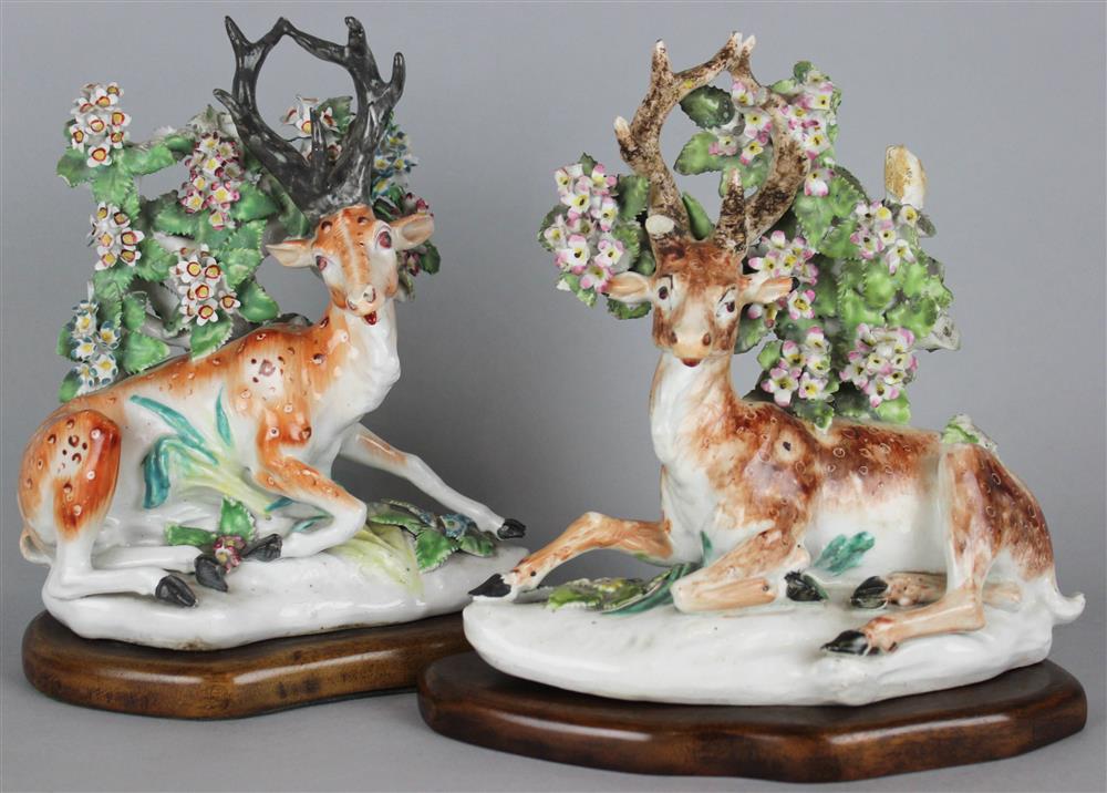 Appraisal: TWO DERBY STAG BOCAGES ca to the right and to