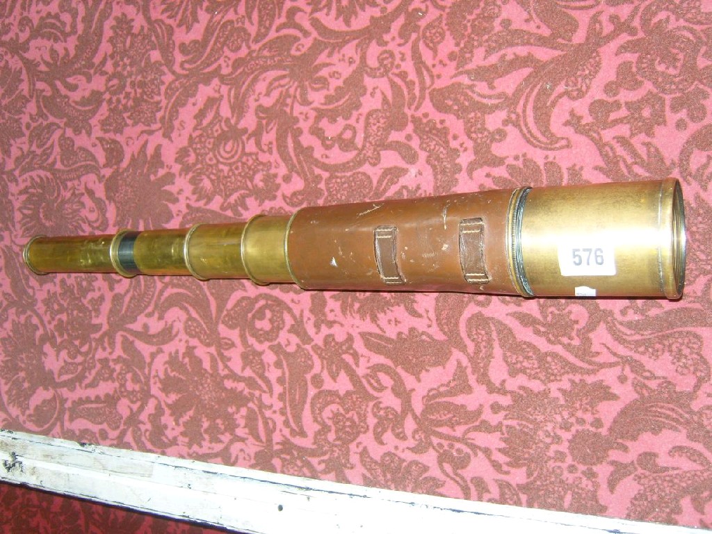 Appraisal: A -drawer brass and leather telescope by Broadhurst Clarkson Co