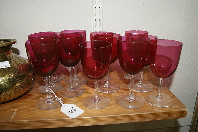 Appraisal: Collection of twelve cranberry wine glasses