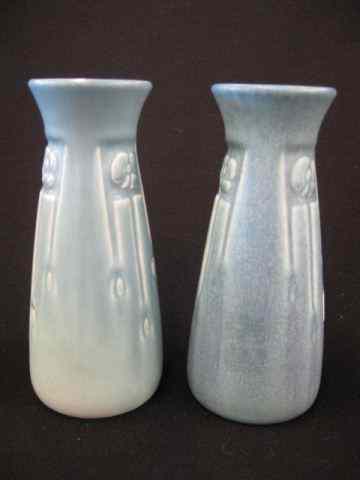 Appraisal: Pair of Rookwood Pottery Vases blue carved deco design designed