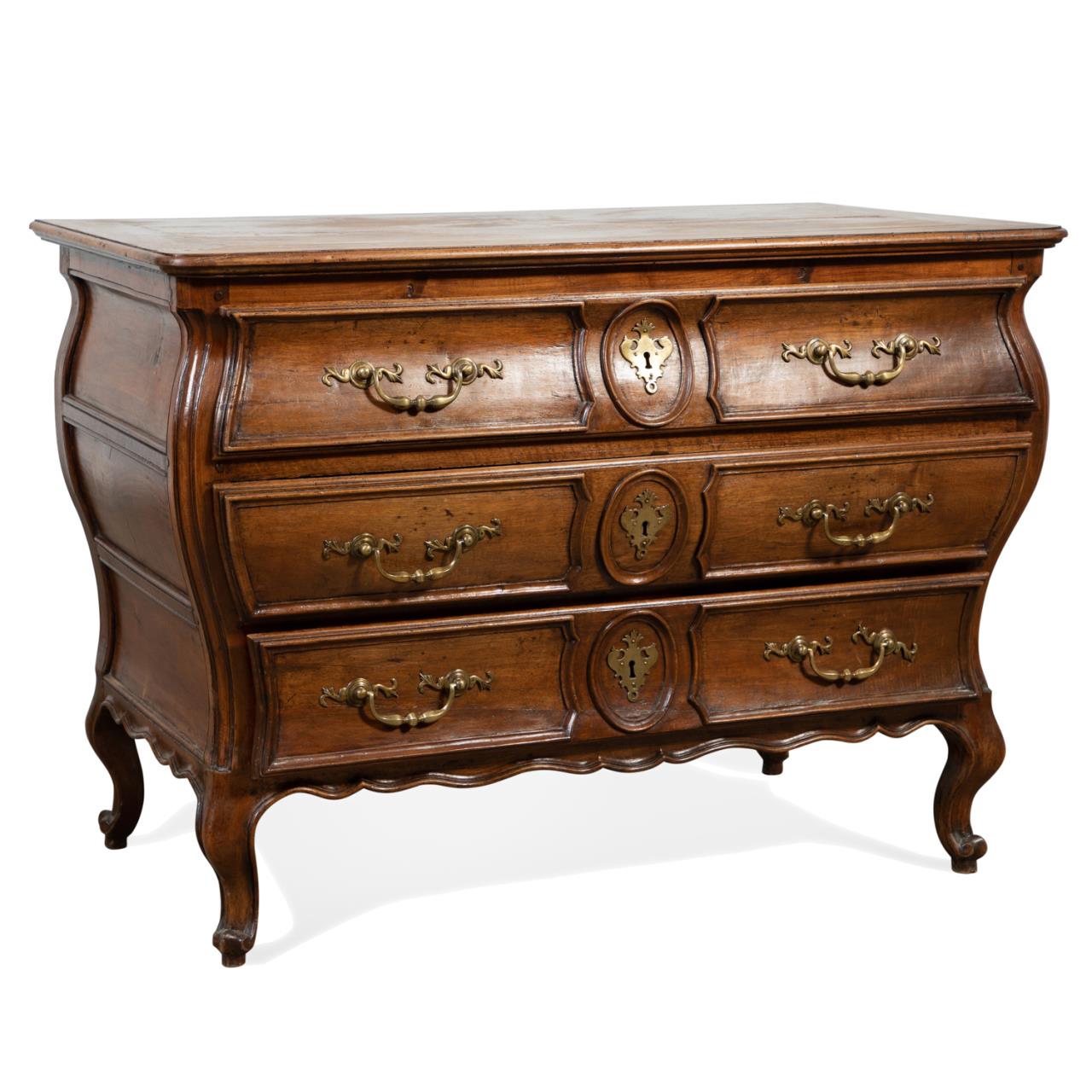 Appraisal: TH C LOUIS XV PROVINCIAL DRAWER BOMBE COMMODE French Provincial