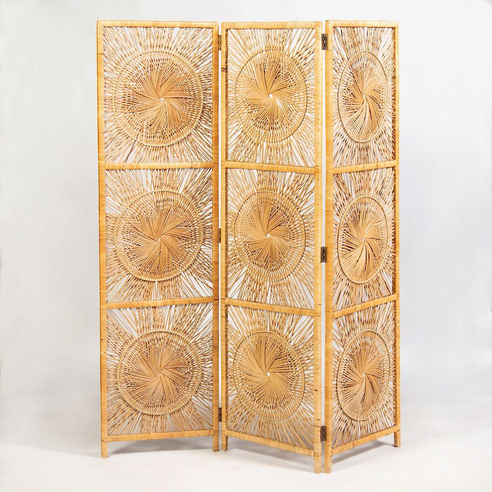 Appraisal: Wicker Nine-Panel Screen Each panel x in Condition Slight wear