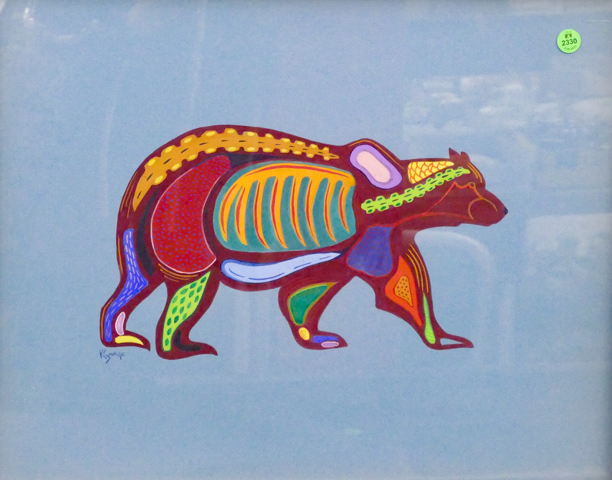 Appraisal: Karen Savage 'Chippawa Bear' Gouache on Paper Framed- x ''