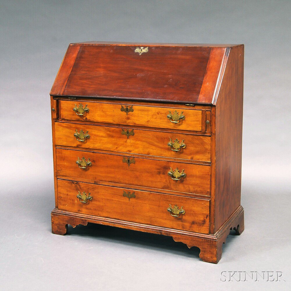 Appraisal: Chippendale Mahogany Slant-lid Desk opening to a stepped fitted interior