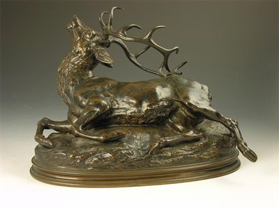 Appraisal: After Louis Vidal - A dying stag bronze signed Vidal