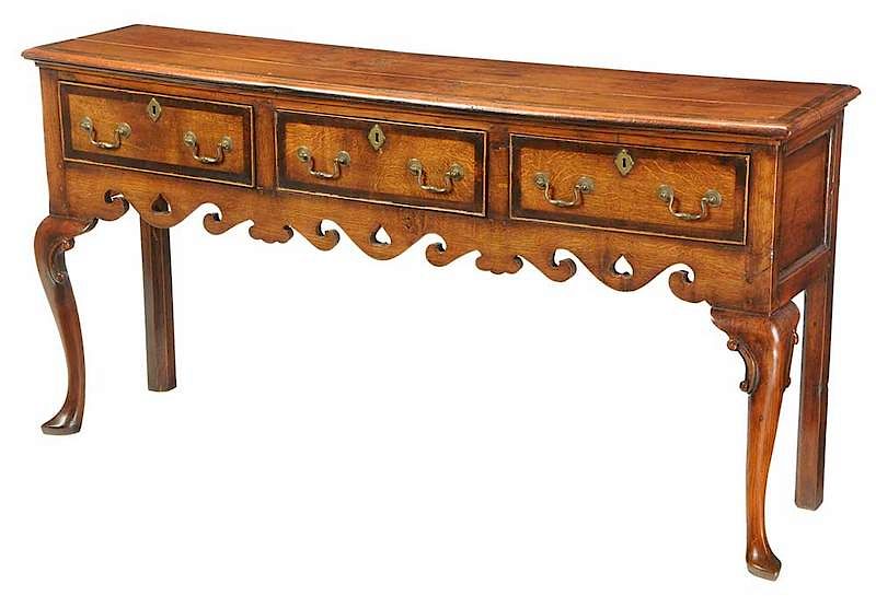 Appraisal: Welsh Inlaid Oak Dresser British th century elements pinned construction