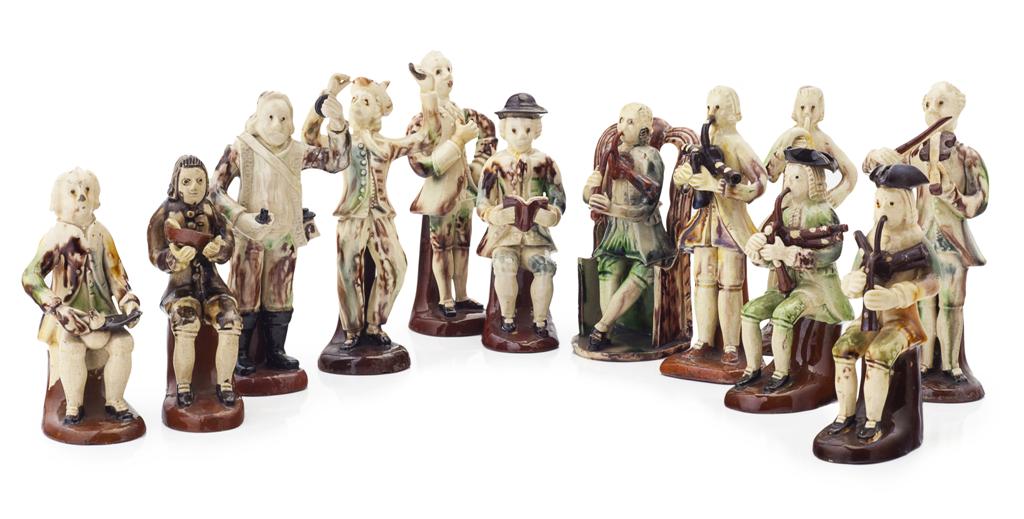 Appraisal: GROUP OF TWELVE ASTBURY-WHIELDON TYPE ORCHESTRA FIGURES POSSIBLY TH CENTURY