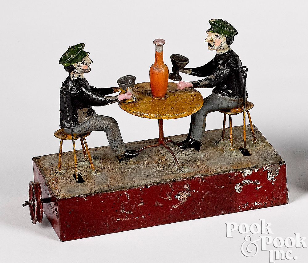 Appraisal: Becker painted tin drinkers steam toy accessory Becker painted tin