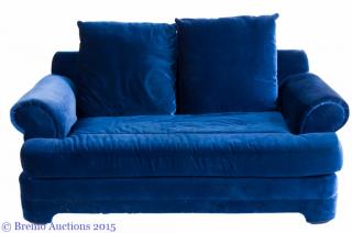 Appraisal: LifeScapes by Karpen Blue Velvet Love Seat LifeScapes by Karpen