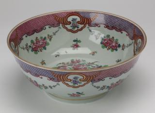 Appraisal: Continental hand painted porcelain bowl w Continental hand painted porcelain