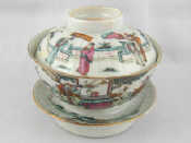 Appraisal: A Chinese tea bowl cover and saucer decorated with figures