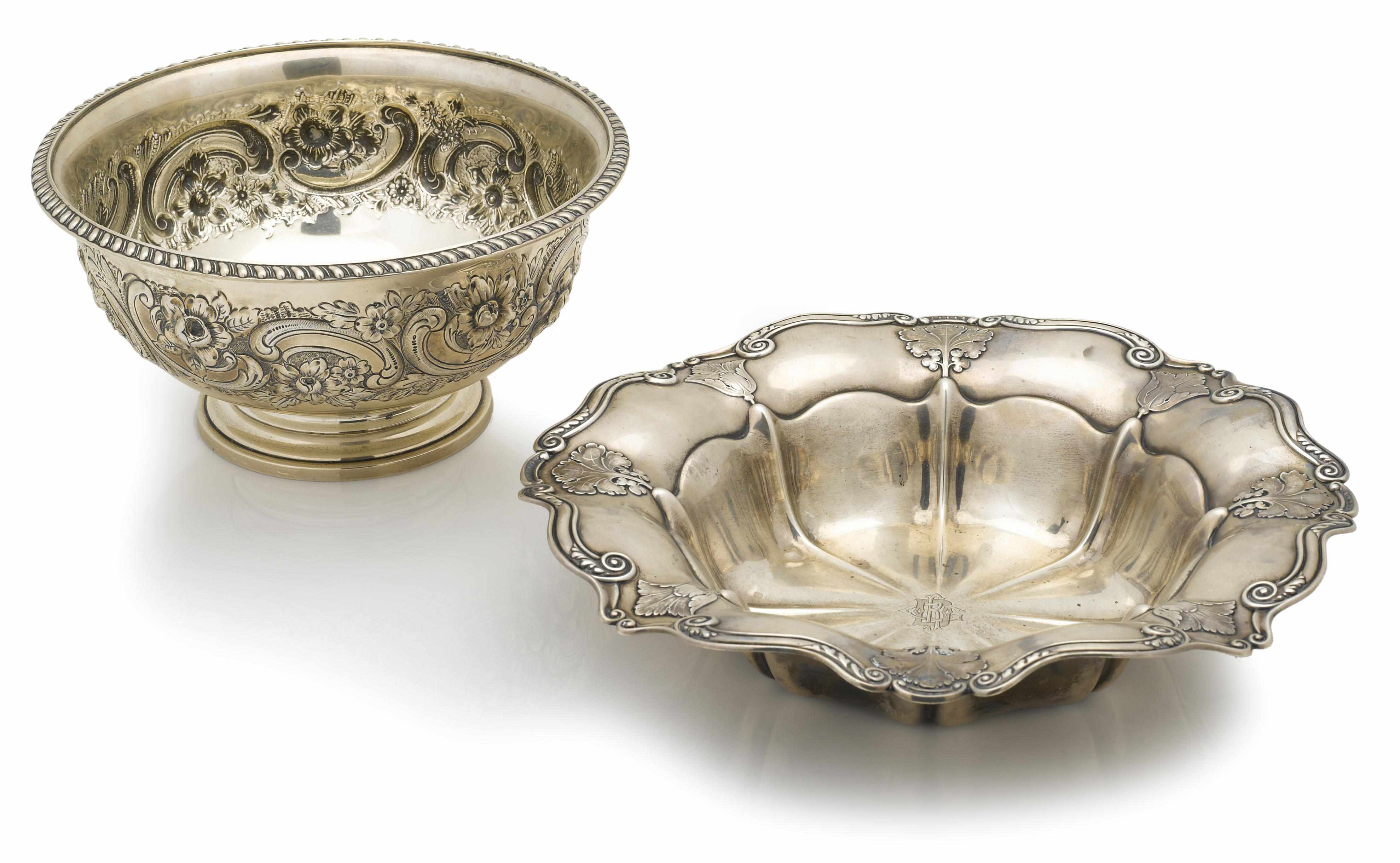 Appraisal: Two American sterling silver center bowls th centuryComprising one Reed