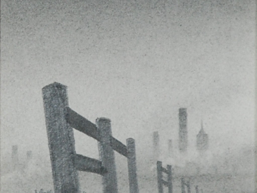 Appraisal: TREVOR GRIMSHAW - PENCIL DRAWING Fence signed and dated x