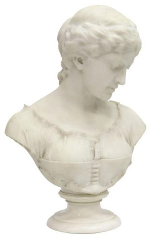 Appraisal: Carved white marble bust Evangeline signed verso Wm Couper Florence