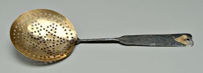 Appraisal: Brass and iron skimmer iron handle with inlaid heart pan