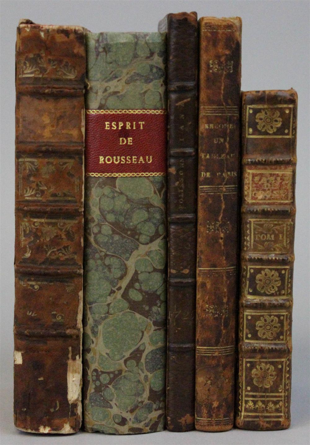 Appraisal: FIVE WORKS OF FRENCH LITERATURE AND TRAVEL ROUSSEAU ESPRIT POLISSONNIANA