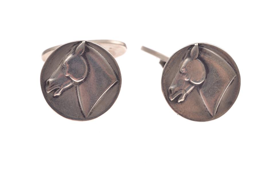 Appraisal: A PAIR OF CUFFLINKS BY GEORG JENSEN IN STERLING SILVER