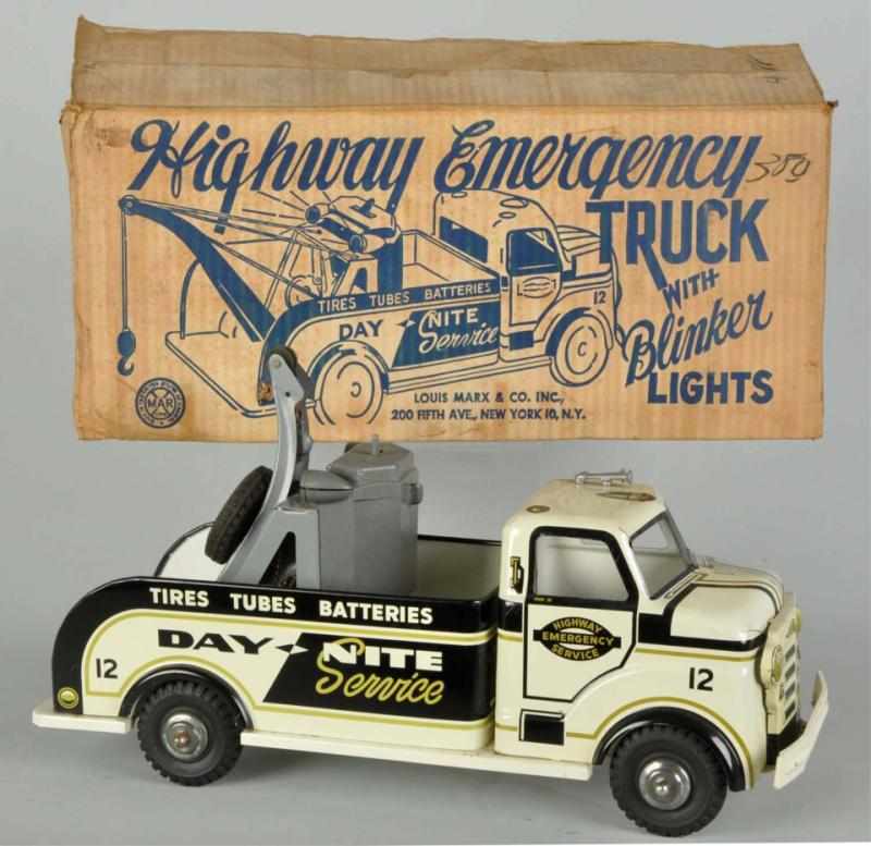 Appraisal: Pressed Steel Marx Highway Emergency Truck Toy Description American Very