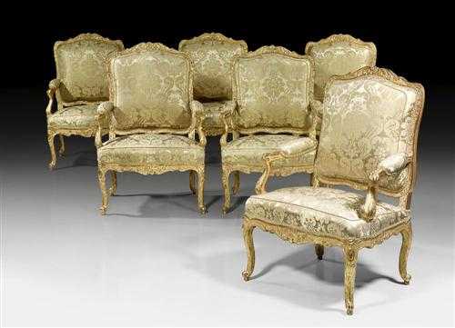 Appraisal: SET OF LARGE FAUTEUILS A LA REINE R gence from