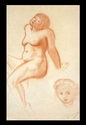 Appraisal: ANDR DERAIN - NUDE STUDY Sanguine chalk on paper x